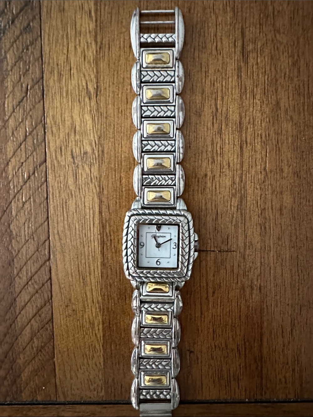 Brighton Square Silver-Gold Tone Link Bracelet Watch